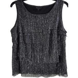 Dressbarn Collection Metallic Pleated Sleeveless Top Plus Size 16